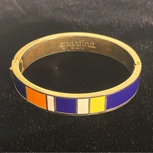 Spartina Orange, Yellow, Cream, Blue Enamel & Gold Hinged Bracelet